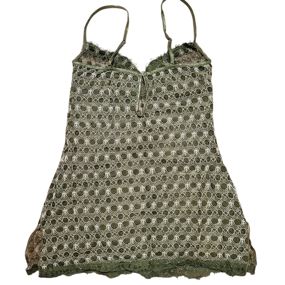 Green Sheer Geometric Mesh Lace Cami Tank Top - Picture 3 of 7